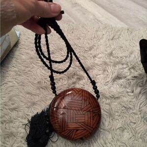 Rafael Sanchez Brown Geometric Patterned wooden bag